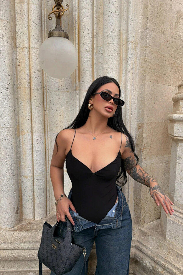 İp Askılı Basic Bodysuit - 1