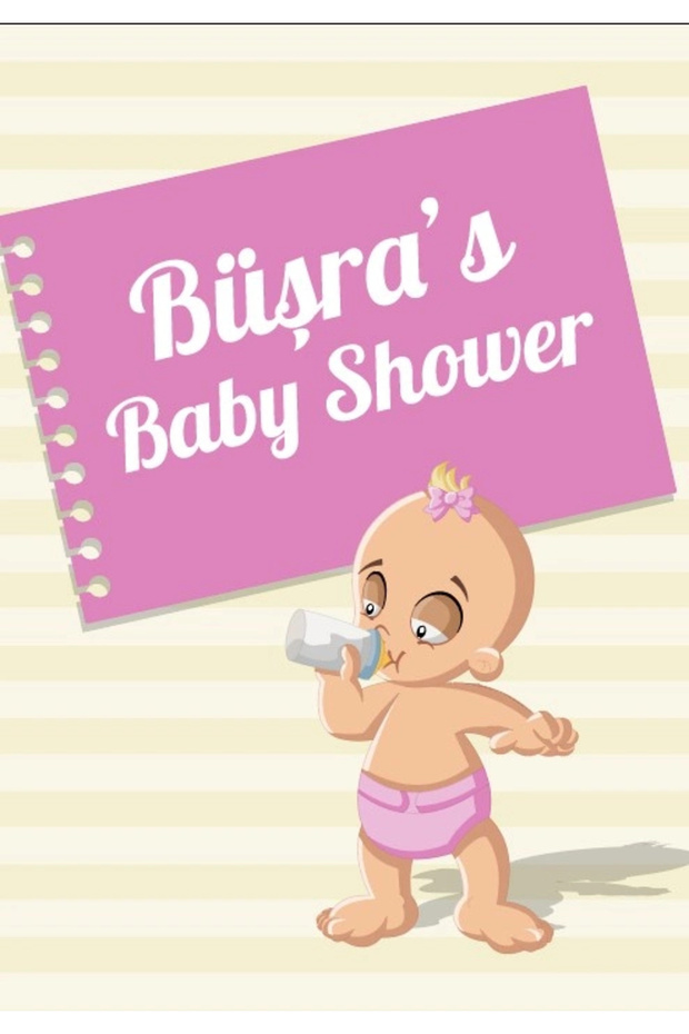 Yellow Striped Baby Themed Baby Shower Banner 50X70 cm