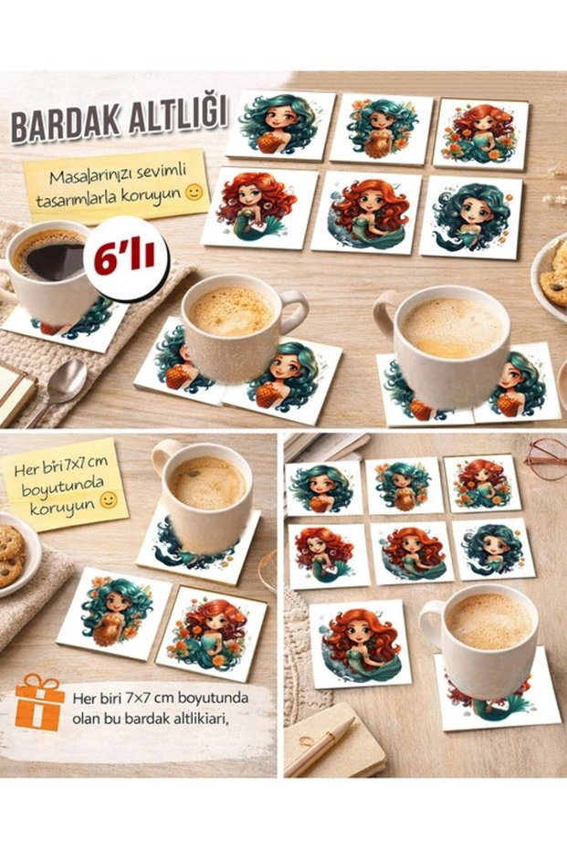 Mermaid 7X7 – Set of 6 Decorative Square Design