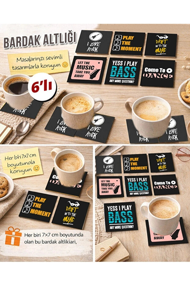 Music Themed 3 7X7 – Set of 6 Decorative Square Design