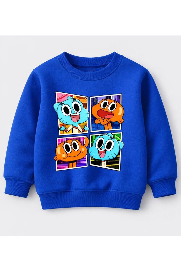 Sweatshirt Gumball and Darwin 4 Photo Printed Cotton 3 Yarn Non-Fleece Sweatshirt