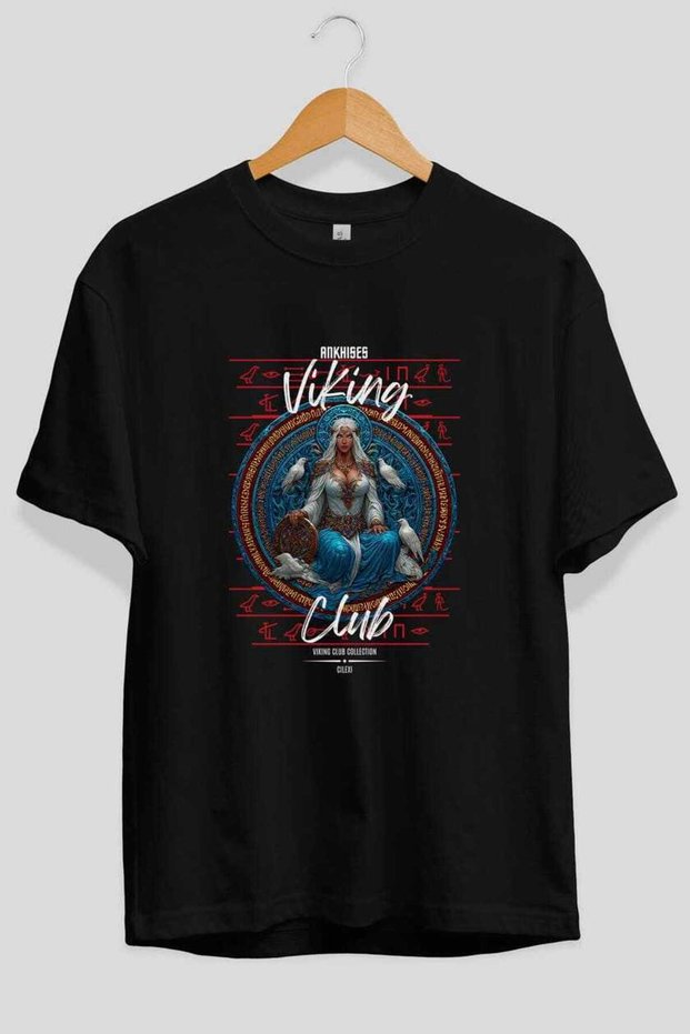 Frigg Front Printed Black Oversize T-Shirt Men Women Cotton Crew Neck T-Shirt