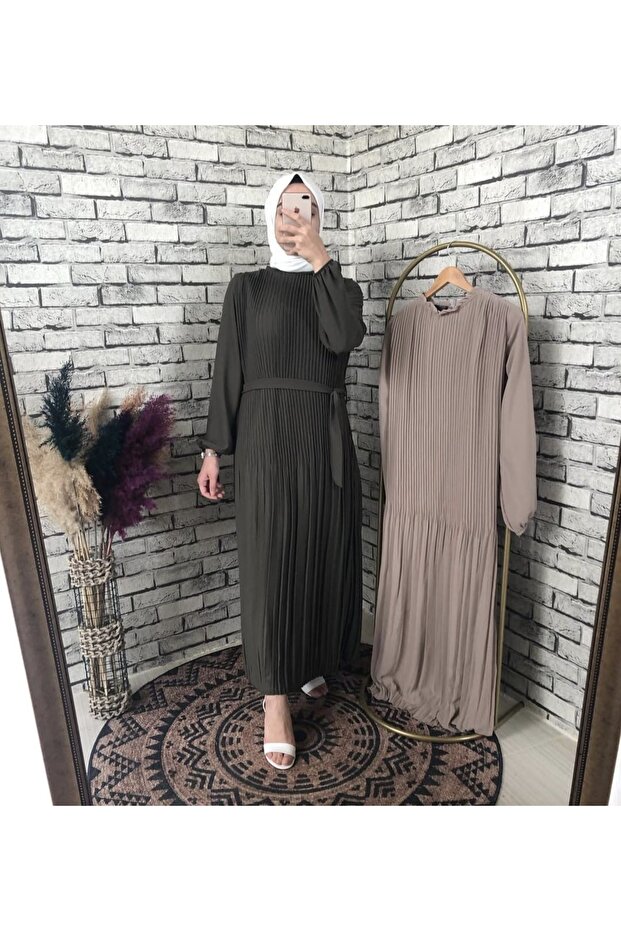 PLİSELİ HAKİ ELBİSE - 2