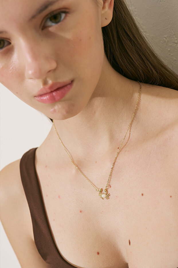 YENGEÇ UÇLU KOLYE GOLD - 1