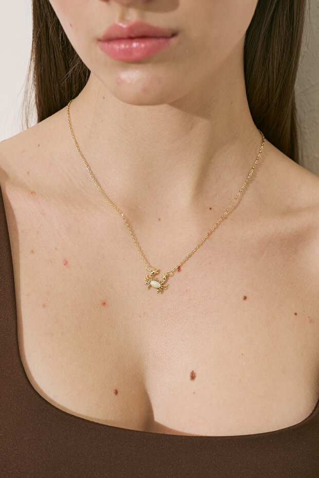 YENGEÇ UÇLU KOLYE GOLD - 2