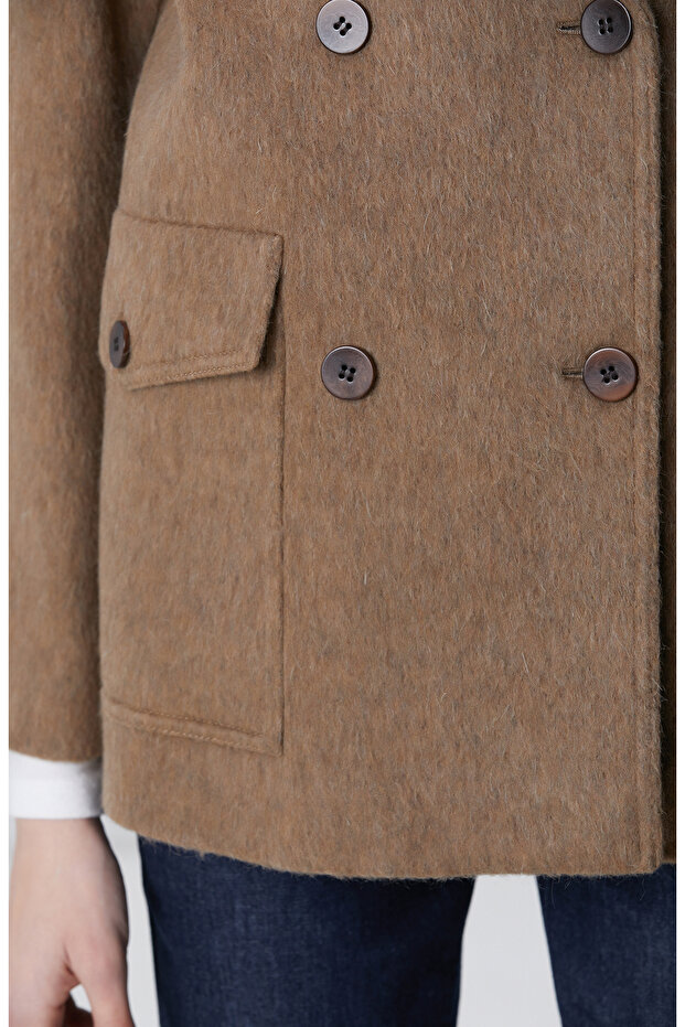 Camel Yün Karışımlı Kaban - 6
