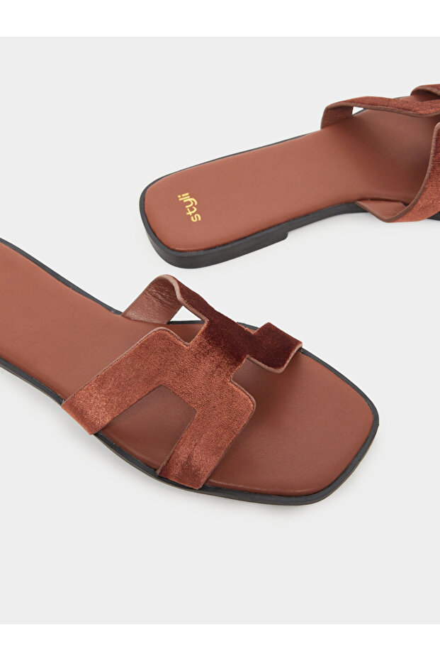 صندل مسطح بني - 3