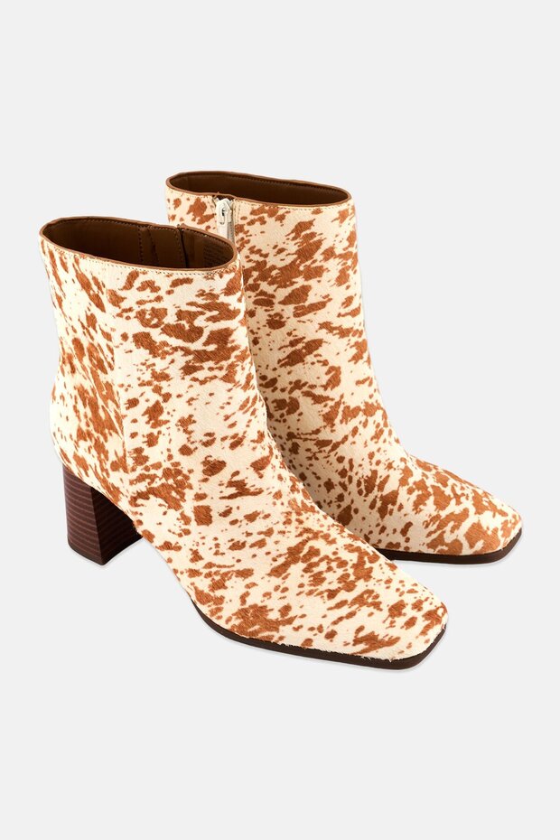 Women Medium Animal Print Zipper Closure Ankle Boots, Brown