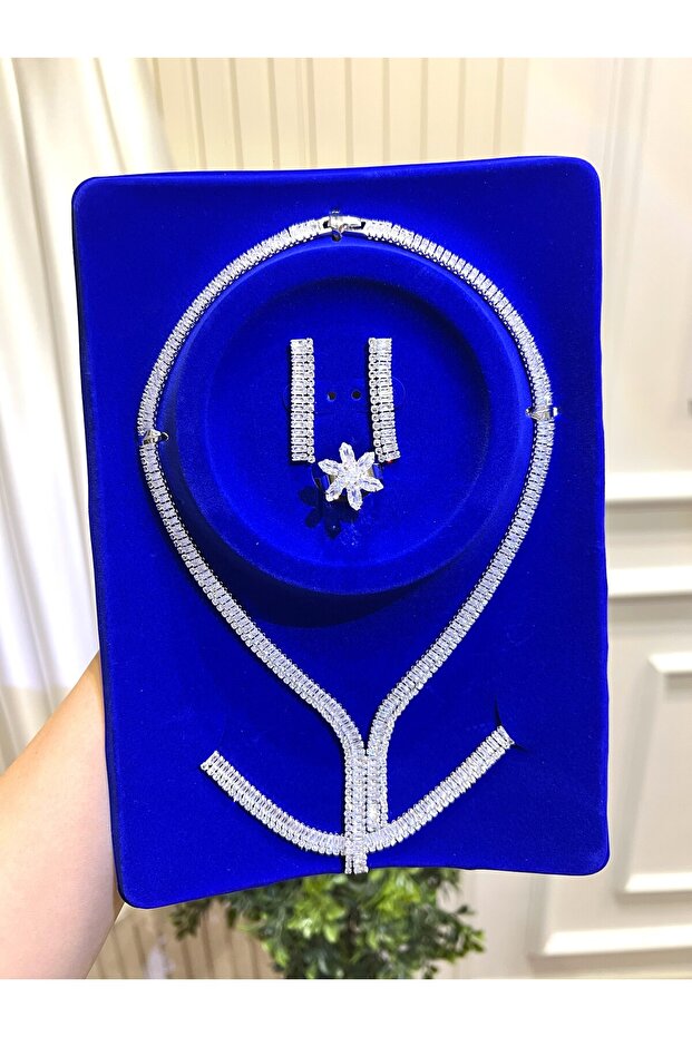 Zircon Stone Designed Waterway Quality Plated Bridal Jewelry Set D-1 Tky0666