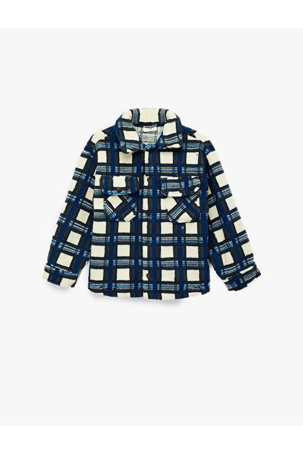 Pocket Detailed Long Sleeve Plaid Shirt Jacket