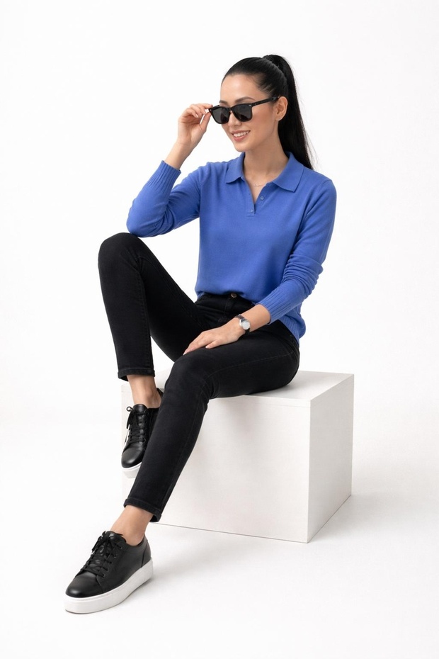 gömlek yaka triko bluz - 4