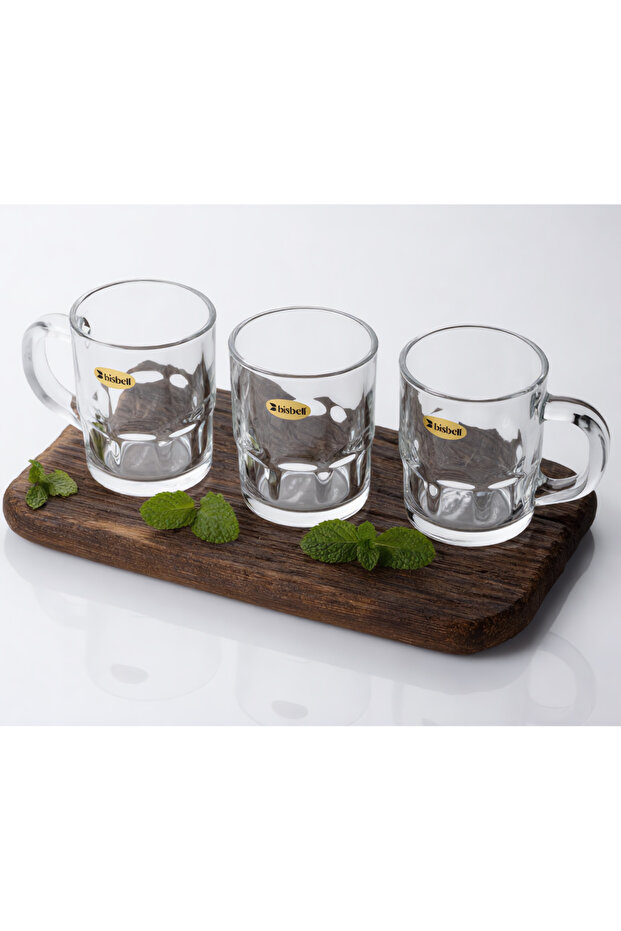 Glass Mug Set 3PCS 230ML with Handle, Tea Coffee Cup, Clear Durable Drinkware