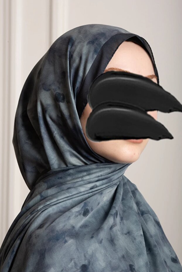 Uzak Bahçe Patterned Soft Shawl - Blue - 7