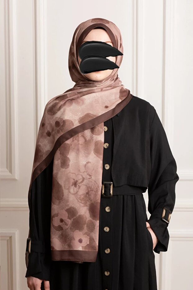 Fall Serenade Patterned Soft Shawl - Brown - 2