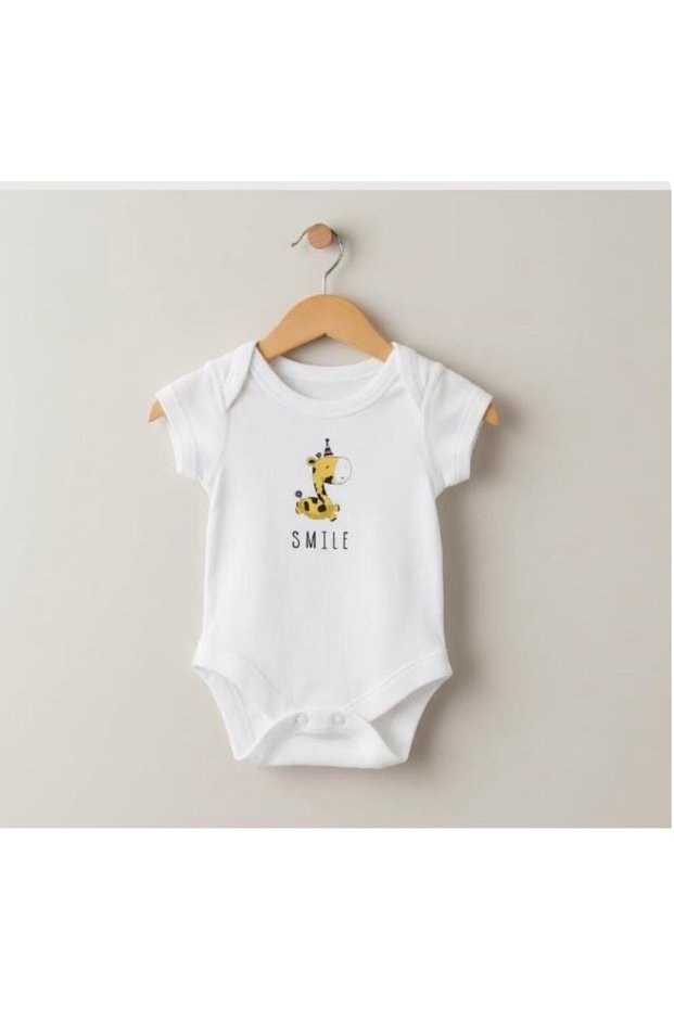 100% Cotton Baby Bodysuit - Dino Smile - Baby Bodysuit Badi - Written Bodysuit