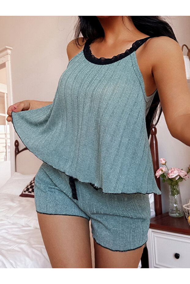 Women Sleeveless Knit Top and Shorts Pyjama Set