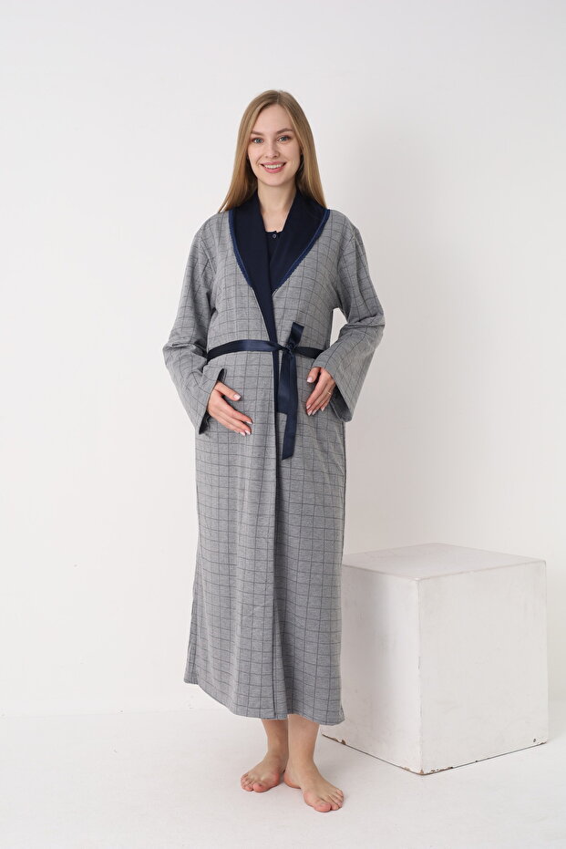 Plus Size Maternity Dressing Gown Set Beige Blue Gray XL XXL 3XL 4XL
