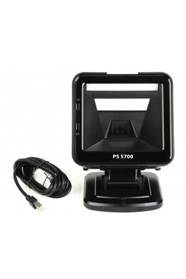قارئ باركود سلكي USB لسطح المكتب من PERKON طراز PS5700 لقراءة رمز QR ثنائي الأبعاد + مع حامل - 1