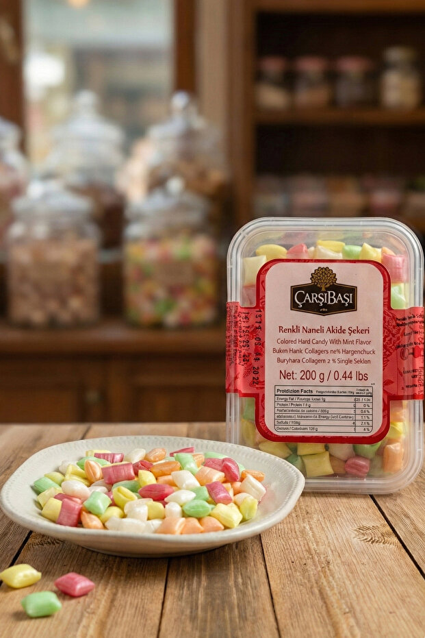 Colored Mint Rock Candy 200 Grams