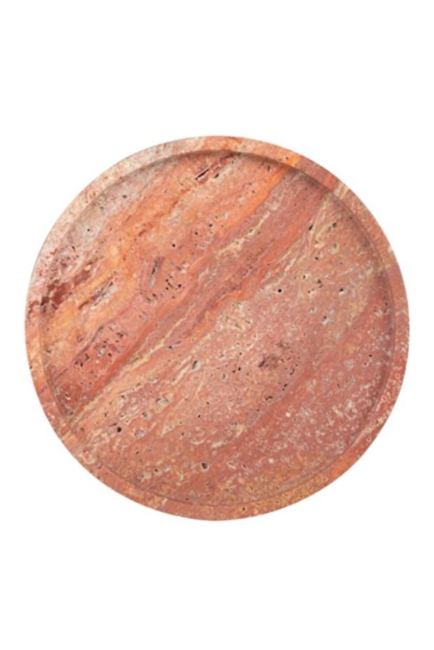 Red travertine tray 23x2cm dia