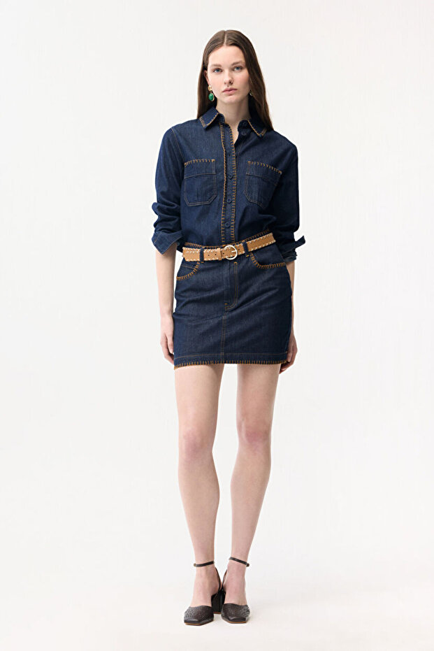 Dikiş Detaylı Etek - 3