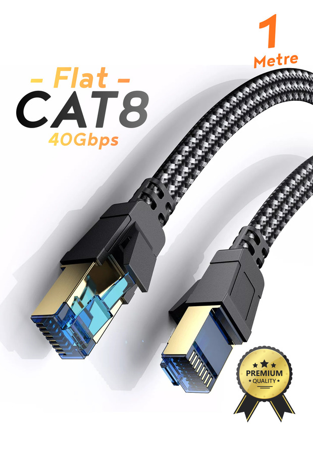 كابل إيثرنت CAT8، كابل LAN ممتاز، كابل إنترنت بسرعة 40 جيجابت في الثانية، كابل إنترنت للكمبيوتر المحمول، PS5/4 (1 متر)