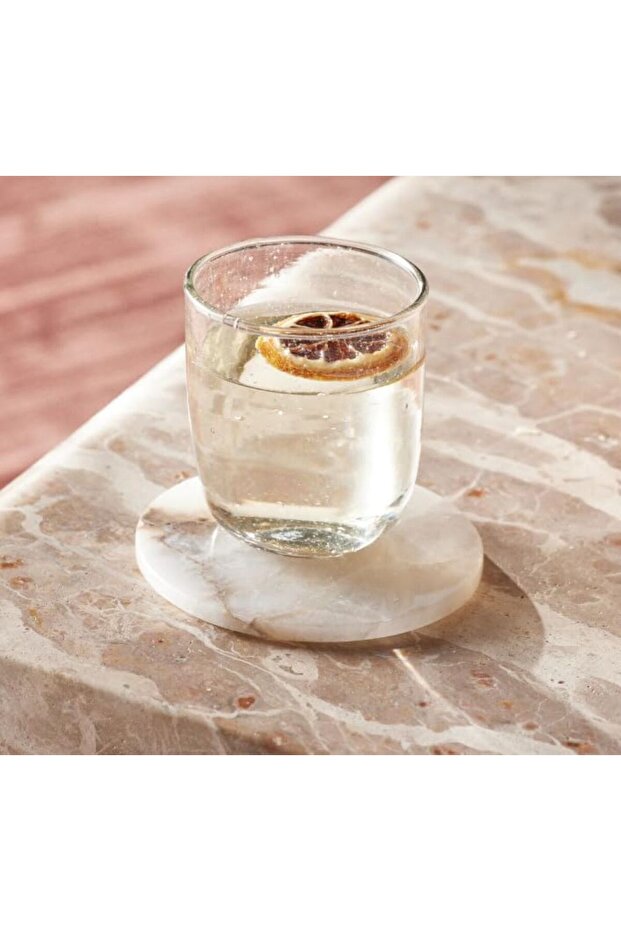 Set of 4 white onyx coaster, 10x1cm dia