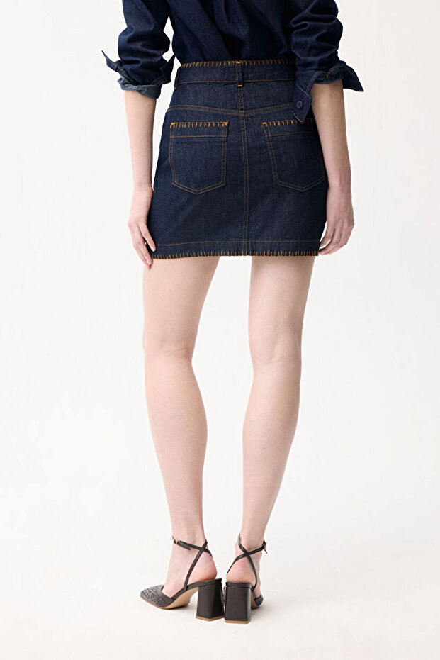 Dikiş Detaylı Etek - 5