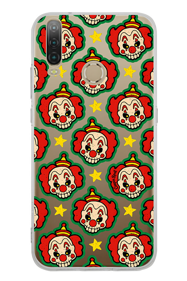 General Mobile Gm 10 Compatible Clown Patterned Transparent Phone Case - 1
