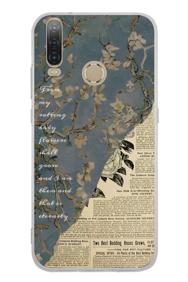 General Mobile Gm 10 Compatible Vintage Newspaper Collage Patterned Transparent Phone Case