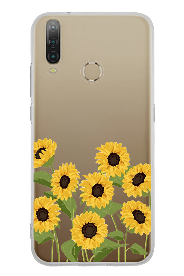 حافظة هاتف شفافة بنمط عباد الشمس متوافقة مع جهاز General Mobile GM 10 - 1