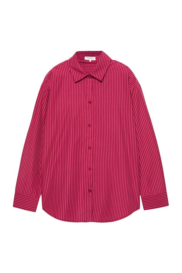 Çizgili poplin gömlek - 3