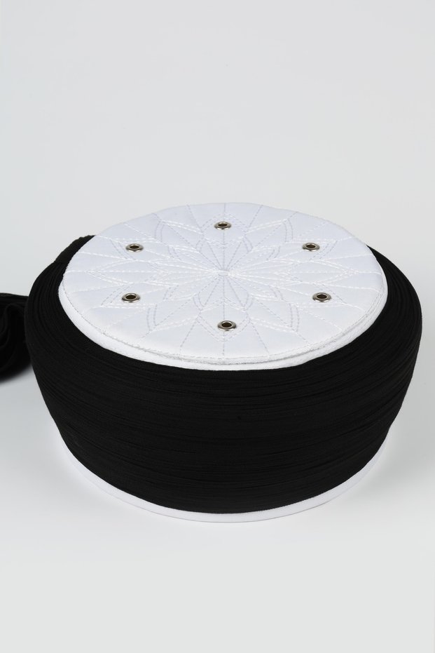 Children's Wrap - Black Fabric - White Skullcap - Plain Wrap - Bird's Eye - 6 Meters (Züabeli)