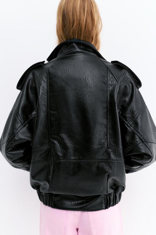 Hacimli suni deri ceket - 5