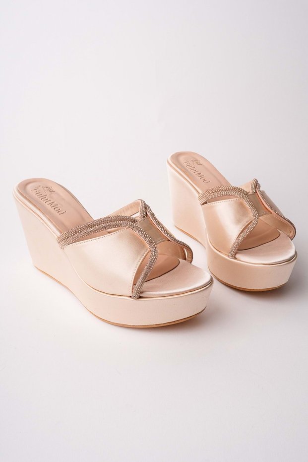 Ba04266 Ten St Women's Stoned Evening Dress Wedding Dress Daily Wear 9cm Heeled Slippers - 36