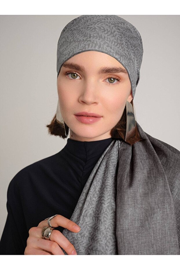 شال منقوش مزدوج الجوانب من بوغي - رمادي حجري - 2