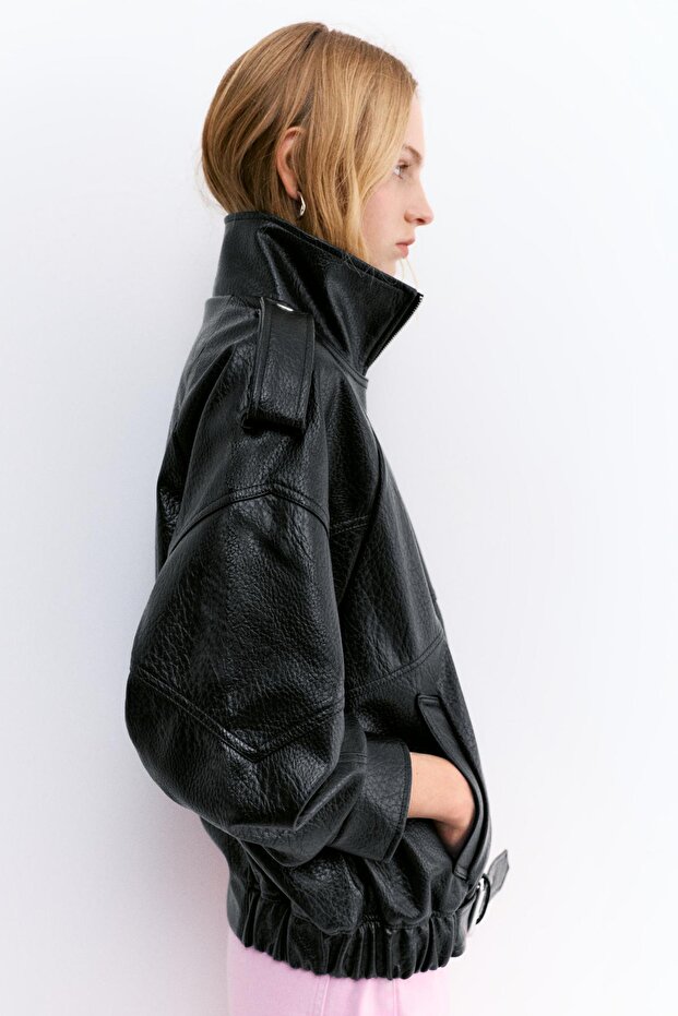 Hacimli suni deri ceket - 6
