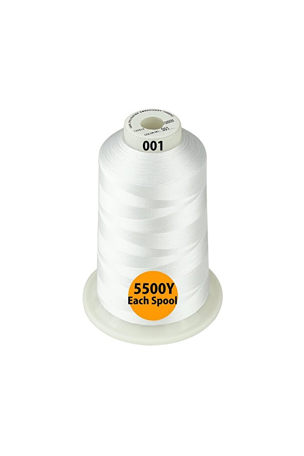 Embroidered Thread Set 4 Spools - 5000 m, Color White - 1