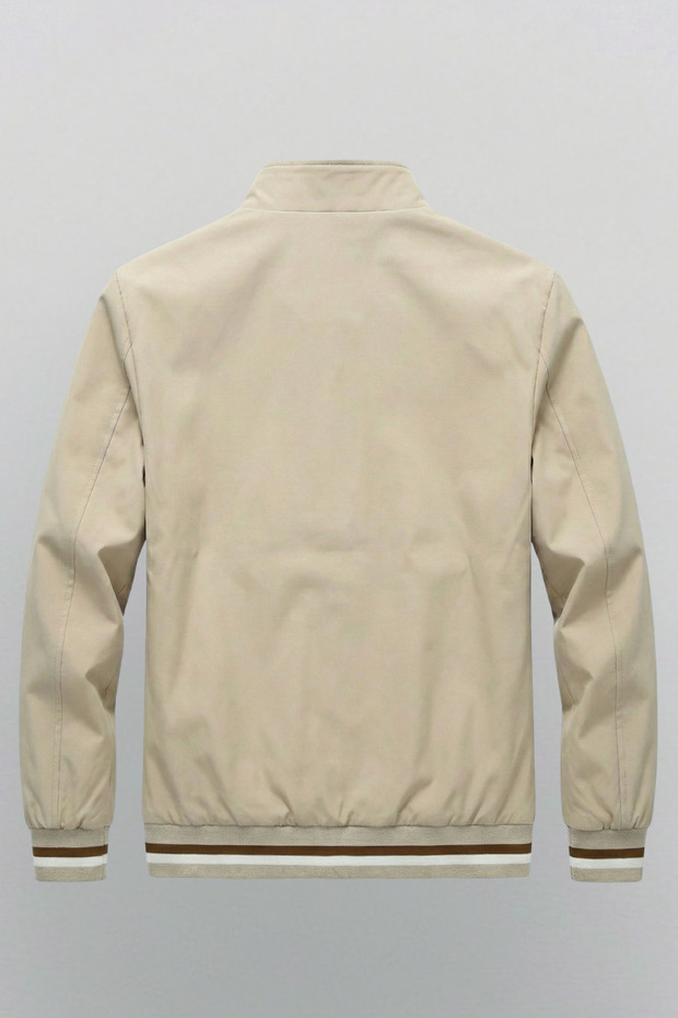 Classic Transitional Zip-Up Men's Jacket & Coat Cream - 5
