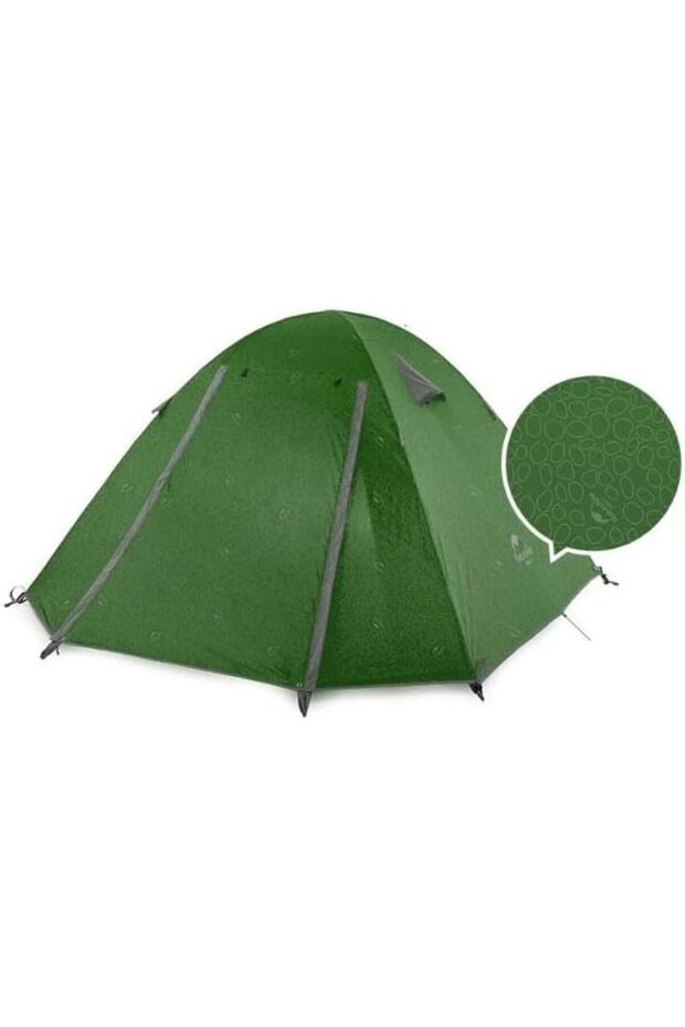 P-Series 4 Man Camping Tent – 210T65D Embossed Fabric, Aluminum Poles, Forest Green