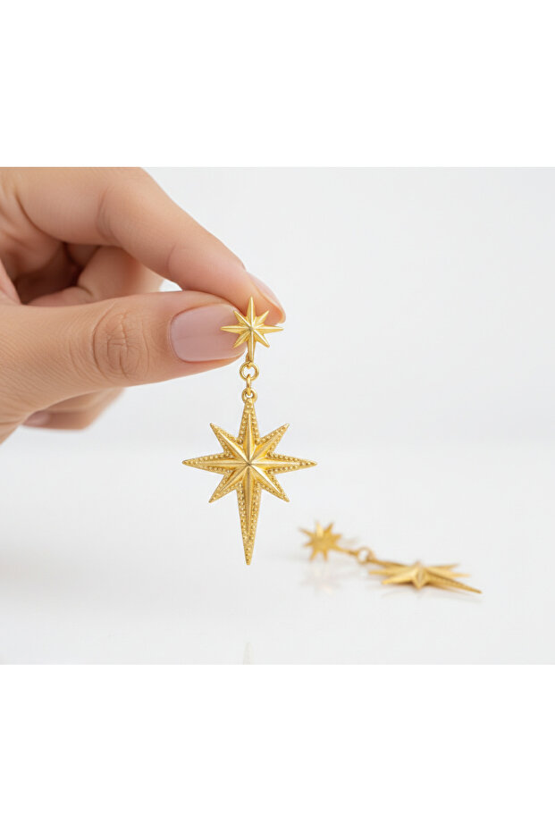 Double Dangle Patterned Pole Earrings - 3