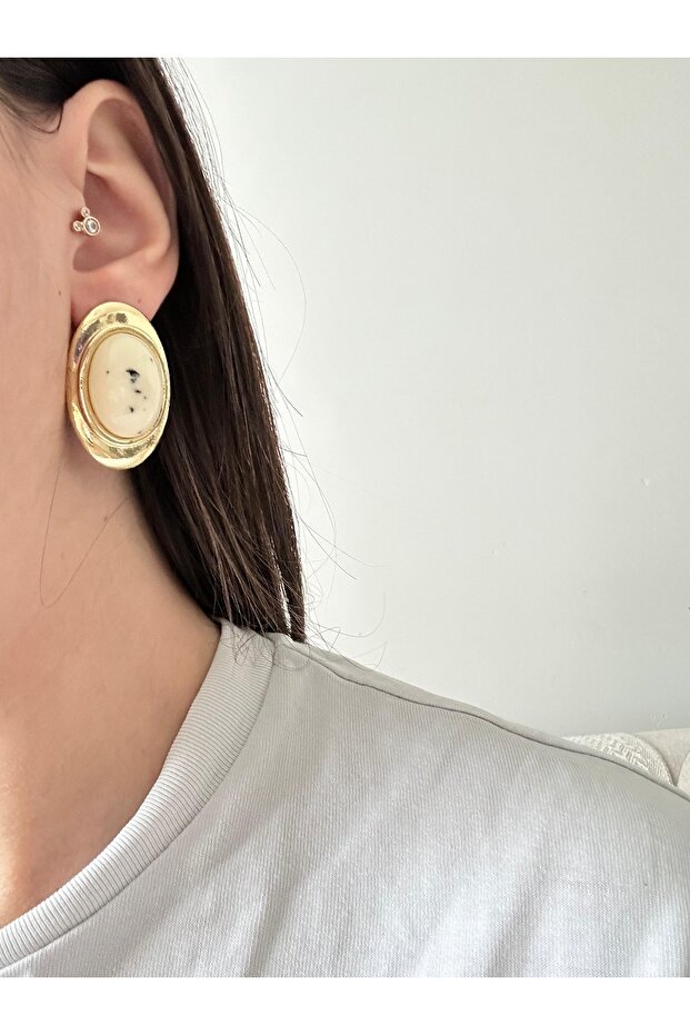 Çelik krem Siry küpe - 2