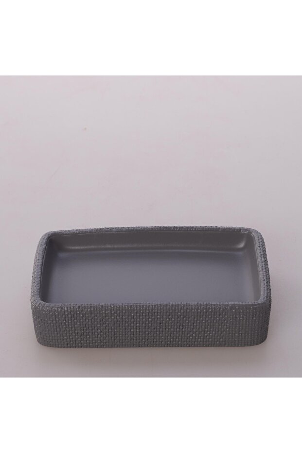 حامل صابون من الكتان باللون الرمادي - 1