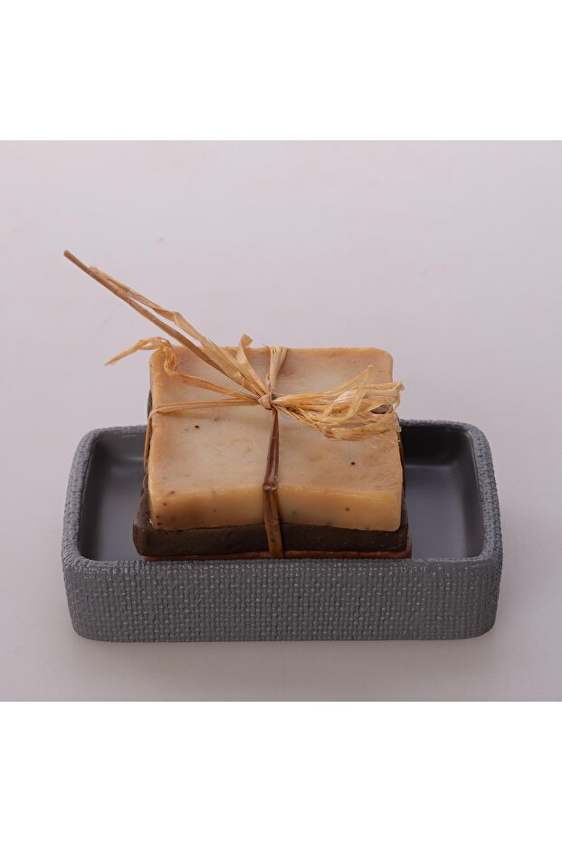 حامل صابون من الكتان باللون الرمادي - 3