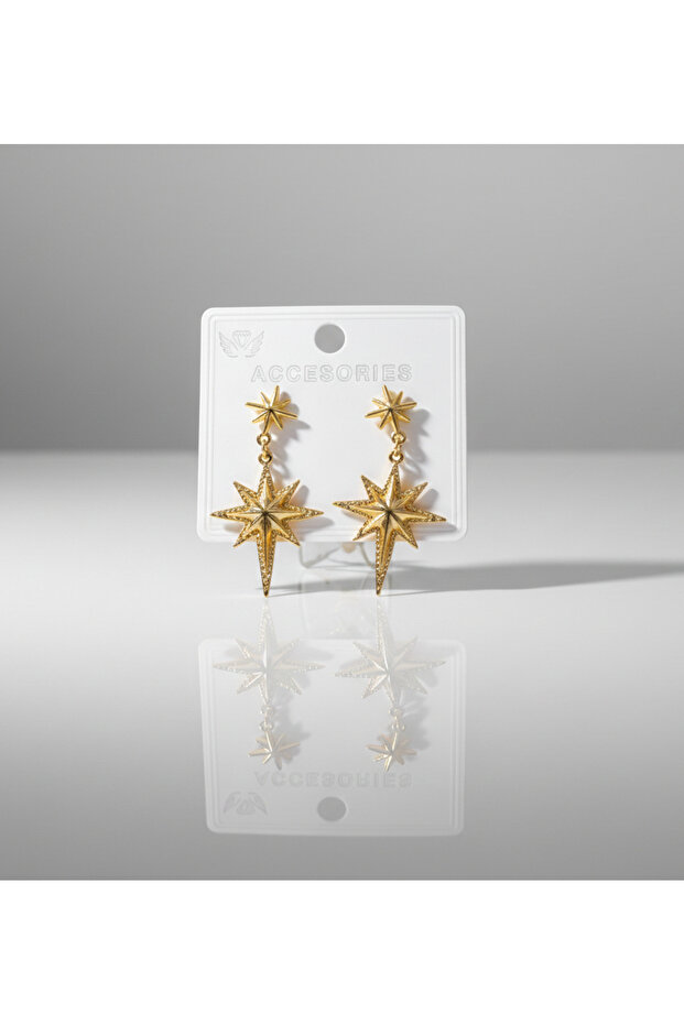 Double Dangle Patterned Pole Earrings - 2