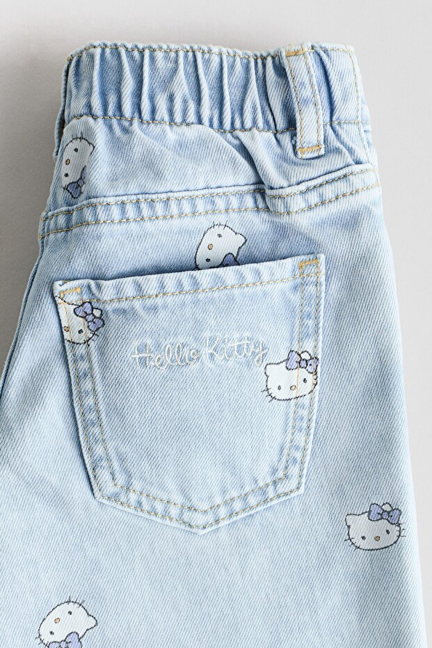 Wide Leg Jeans Baskılı - 4