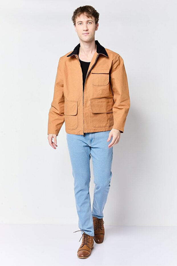 جاكيت دنيم رجالي سادة، بني - 2