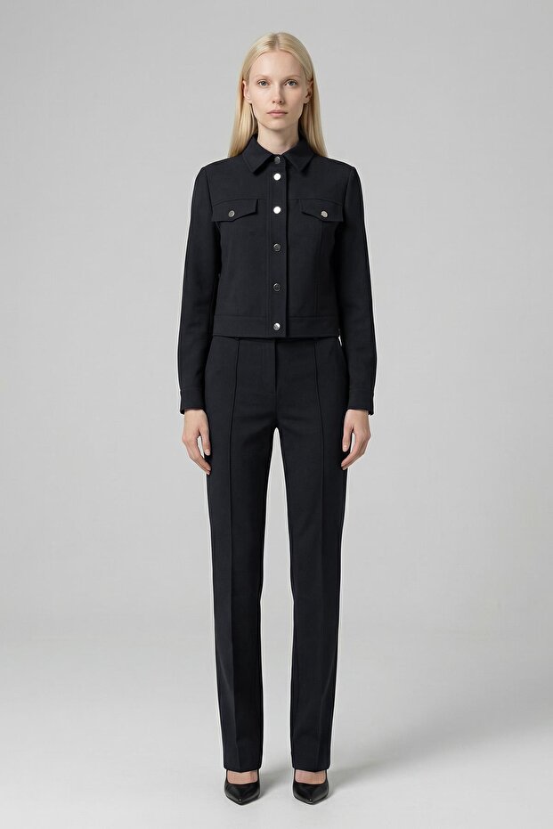 8412A طقم سترة وبنطلون أسود - 1