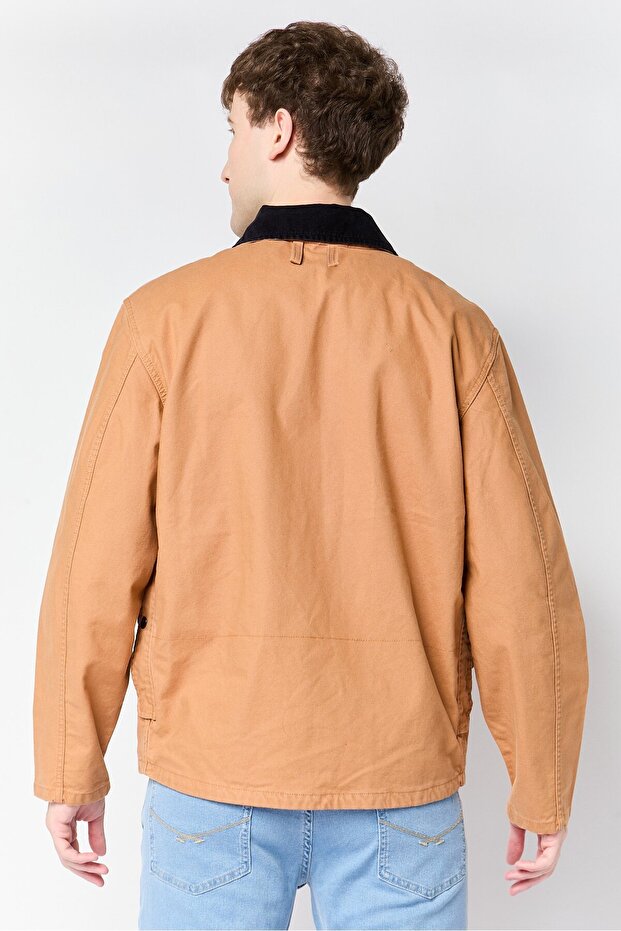 جاكيت دنيم رجالي سادة، بني - 4