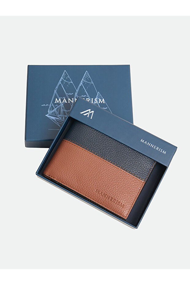 The Passage ID Leather Pass Case Wallet – Navy & Tan
